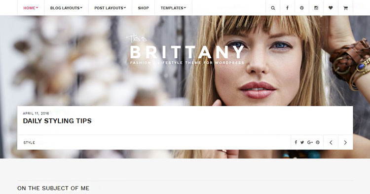 Brittany Fashion Lifestyle Blog Theme