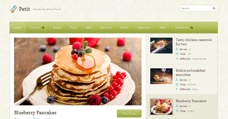 Download Petit Recipe Food WP Theme now!