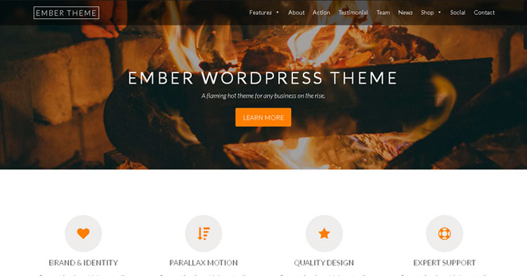 Ember Pro One Page WP Theme