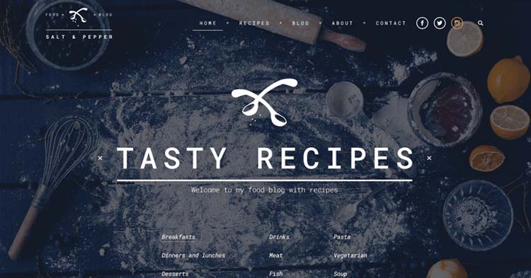 Salt Pepper Recipe Blog WP Theme