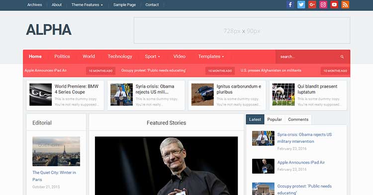 Alpha Magazine WordPress Theme