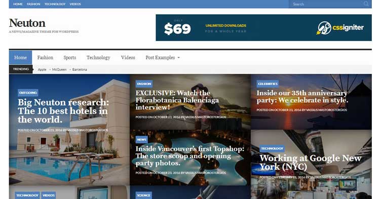 Neuton News Magazine WordPress Theme