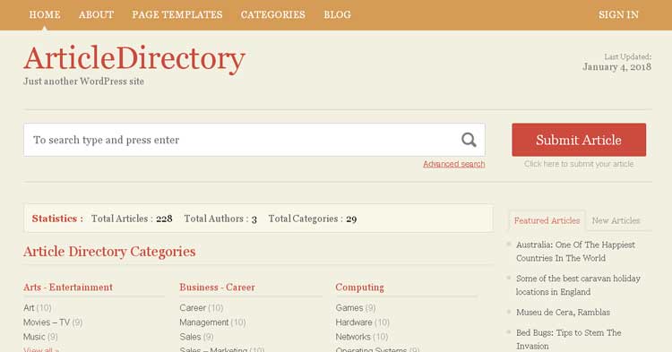 Download Article Directory WordPress Theme Now!