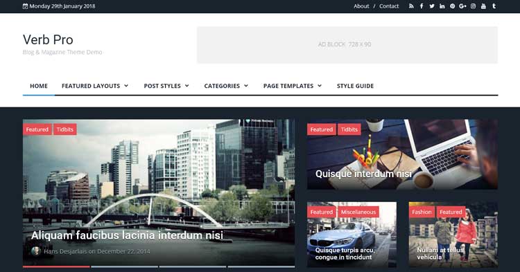 Download Verb Blog Magazine WordPress Theme now!