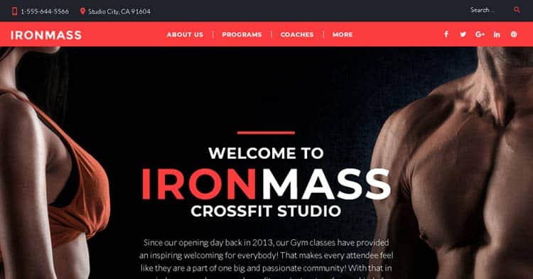 IronMass Gym Fitness WordPress Theme