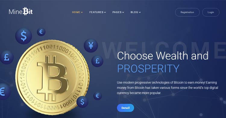 MineBit Bitcoin Cryptocurrency WP Theme