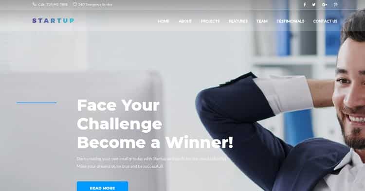 Startup Company One Page WP Theme