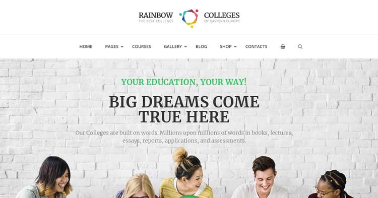 Rainbow Colleges E-Course WordPress Theme