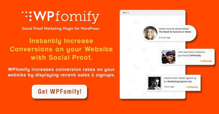 Download WPFomify Social Proof WordPress Plugin