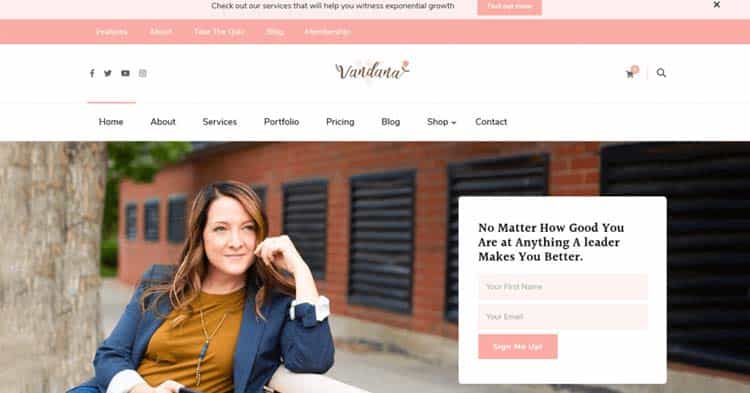 Download Vandana WordPress Theme For Coaches & Speakers Now!