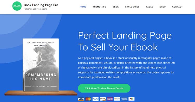 Book Landing Page Pro WordPress Theme