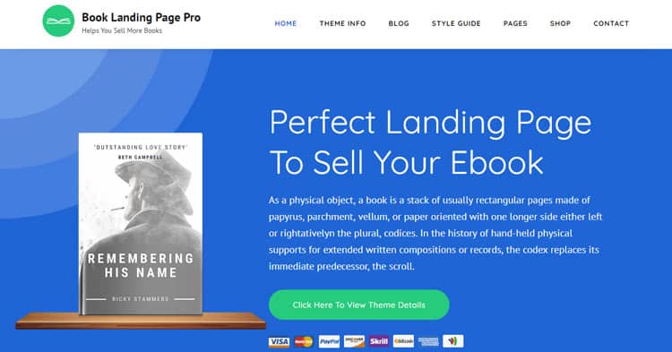 Download Book Landing Page Pro WordPress Theme now!