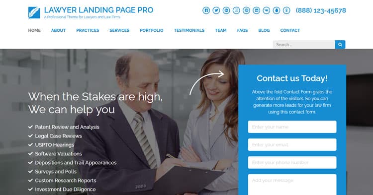 Lawyer Landing Page Pro WordPress Theme