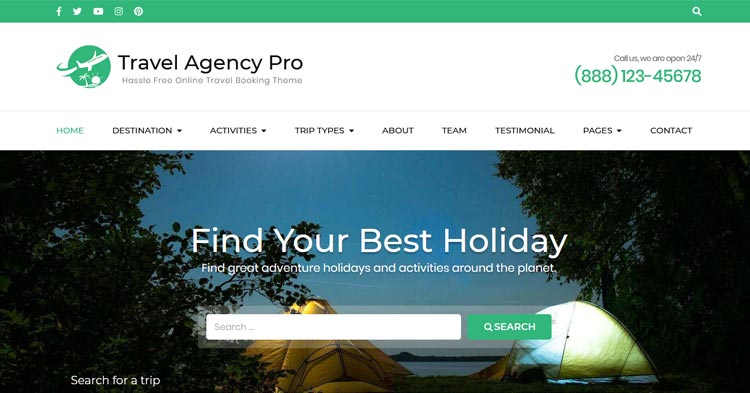 Travel Agency Pro WordPress Theme