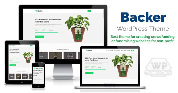 Download Themeum Backer theme for fundraising / running crowdfunding campaigns for startups, orphanages, schools, non-profit organizations, charity and other fundraising institutes