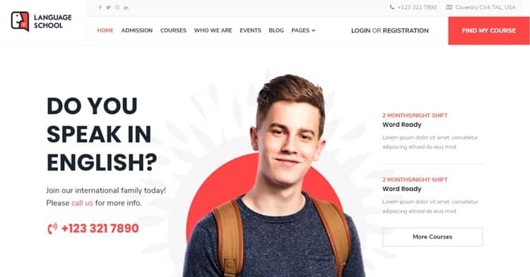 Download Language School WordPress LMS Theme now!