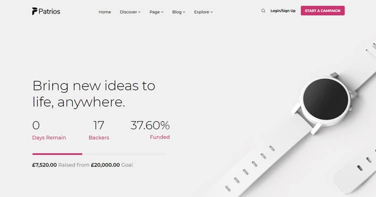 Download Patrios Crowdfunding WordPress Theme now!