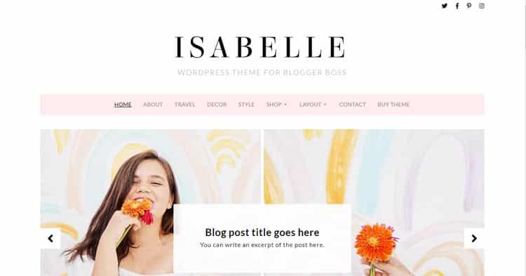 Download Isabelle Feminine Bloggers WordPress Theme now!