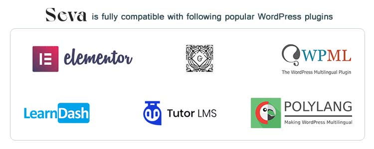 BlossomThemes - Seva WordPress theme is fully compatible with Elementor Page Builder, Gutenberg Editor, WPML, Polylang, Tutor LMS, LearnDash LMS, etc.