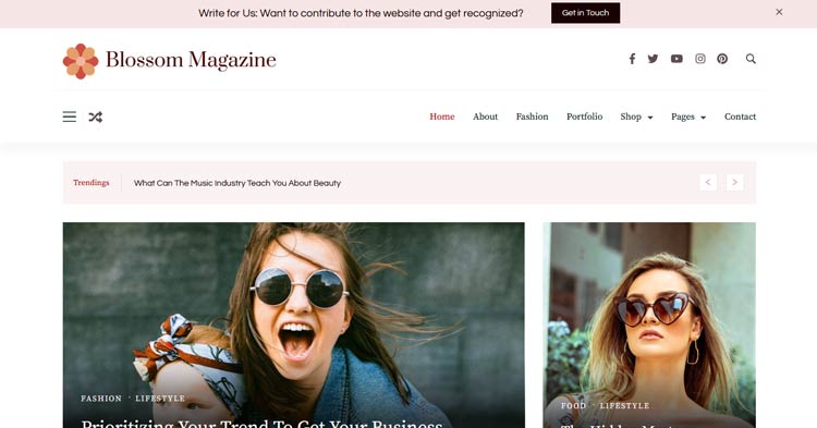 Download Blossom Magazine Pro Blog WP Theme now!