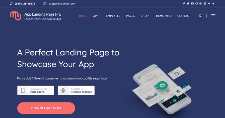 Download App Landing Page Pro WordPress Theme Now!