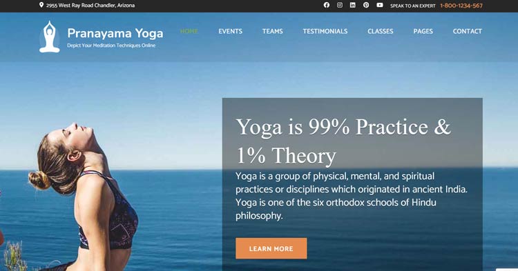 Pranayama Yoga Pro WordPress Theme