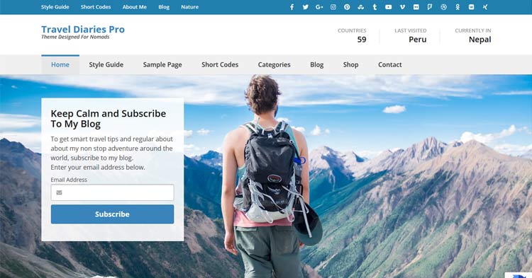 Download Travel Diaries Pro Travel Blog WP Theme Now!