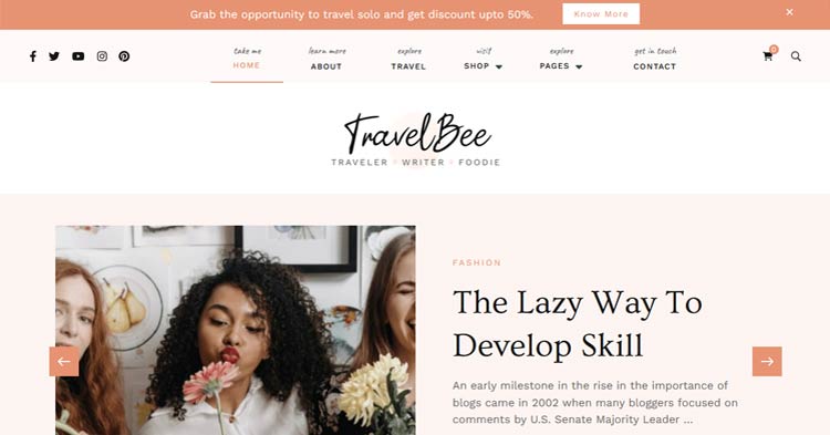 Travelbee Pro Travel Blog WordPress Theme
