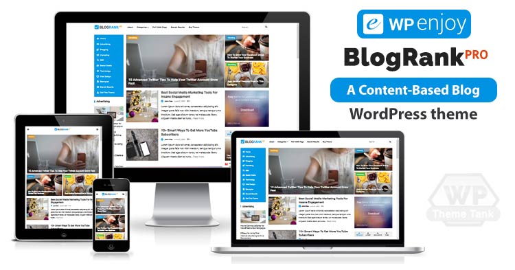 Download WPEnjoy - BlogRank Pro WordPress Theme for content creators, online publishers and bloggers