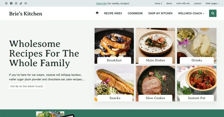 Download Brie Food Blog Kadence Child Theme Now!