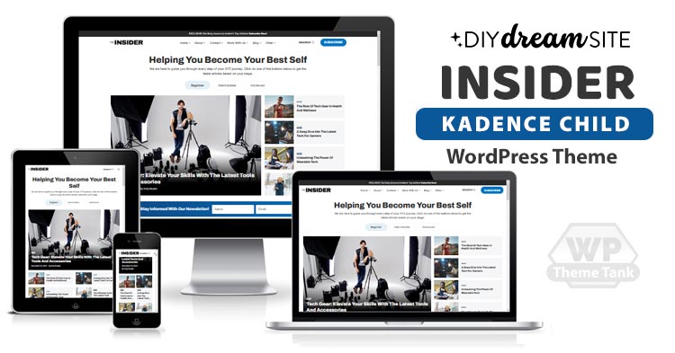 Download DIYDreamSite - Insider Kadence Child WordPress Theme For Newspaper or News Blog Magazine Style Websites
