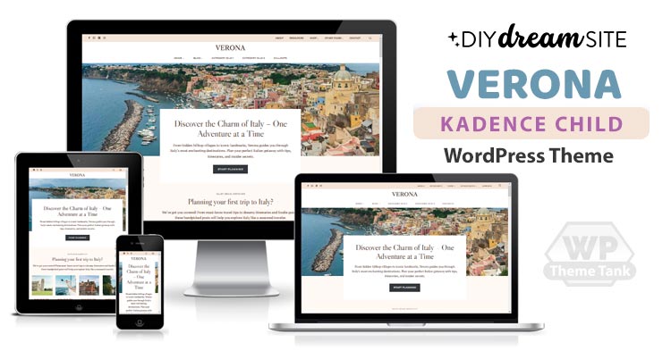 Download DIYDreamSite - Verona Kadence Child WordPress Theme For Female Travel Bloggers