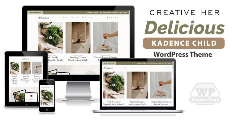 Download CreativeHer - Delicious Kadence Child WordPress Theme For Food Bloggers, culinary influencers, home chefs, and recipe creators