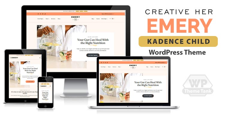 Download DIYDreamSite - Emery Kadence Child WordPress Theme For cooking enthusiasts, health professionals, food bloggers, recipe creators, dietitians, wellness coaches, nutritionists