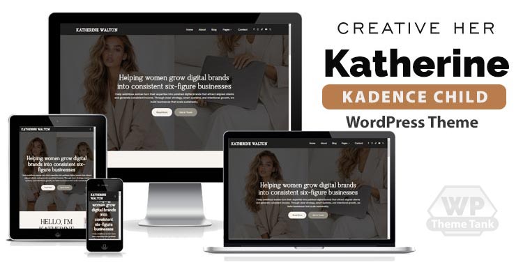 Download CreativeHer - Katherine Kadence Child WordPress Theme For female entrepreneurs, bloggers, creatives, coaches, speakers, and business women