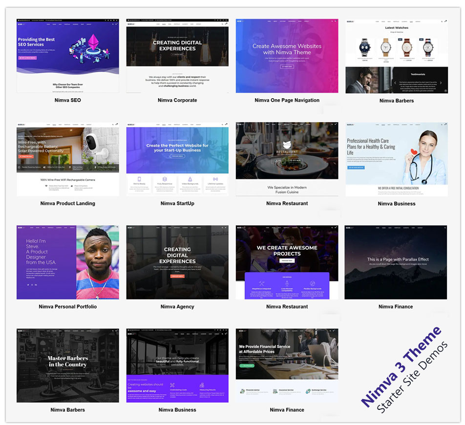 Starter Site Demos for Rockythemes - Nimva WordPress Theme